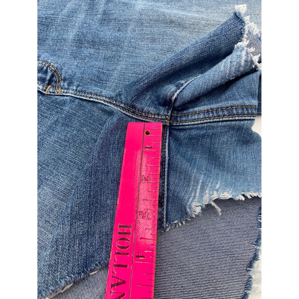 Athleta Sculptek Slim Denim Shorts Blue Lapis Wash Raw Hem 83327 Size 14 - Picture 8 of 10